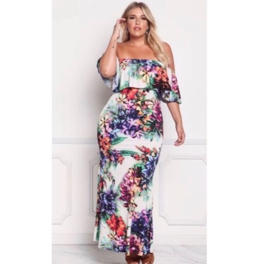 Floral Off-Shoulder Maxi Dress